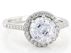 Charles Winston for Bella Luce® white diamond simulant 3.47ctw round rhodium over sterling silver Scintillant Web Cut® ring. Measures approximately 0.81"L x 0.44"W and is not sizable. The diamond equivalent weight is 2.10ctw. Dazzling White Halo Ring With Diamond Cut, White Platinum Halo Ring With Round Cut, Dazzling White Halo Ring With Center Stone, White Halo Ring With Brilliant Cut, White Cubic Zirconia Halo Ring With Diamond Cut, White Brilliant Cut Round Halo Ring, White Brilliant Cut Halo Ring, Dazzling White Halo Ring With Round Cut, White Platinum Halo Ring