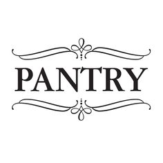 the pantry logo is shown in black and white, with an ornate border around it