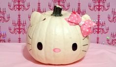 a hello kitty pumpkin sitting on top of a table