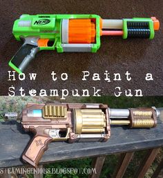 Nerf Gun turned into Steampunk Gun! Décor Steampunk, Meme Costume, Punk Ideas, Diy Steampunk, Nerf Mod, Steampunk Party, Steampunk Gadgets, Tutorial Painting, Steampunk Costumes