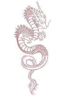 a red dragon tattoo design on a white background