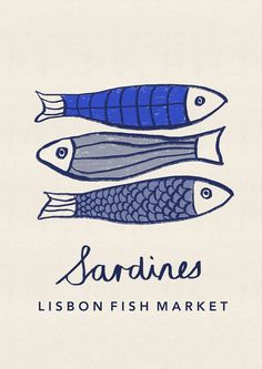 two fish are sitting on top of each other, with the words sardines written below them