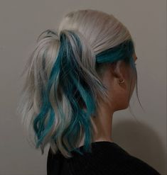 Hair Dye Inspo For Blondes, Colorful Hair With Blonde, Blonde Hair Brunette Underneath, Blonde Hair With Pop Of Color Underneath, Blond And Colored Hair, Money Piece Peekaboo Hair, Blonde Hair With Colored Highlights Fun, Platinum Blonde Hair With Color Pop, Undercolours Hair