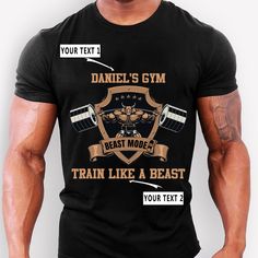 Personalized Bodybuilding Gym 3D T-Shirt Train Like A Beast Black Letter Print T-shirt For Gym, Sporty Black T-shirt With Custom Logo, Black Branded T-shirt For Gym, Black Sporty T-shirt With Custom Logo, Basic Graphic Gym T-shirt, Black Graphic T-shirt For Gym, Black Graphic Gym T-shirt, Casual Sports T-shirt With Custom Logo, Sporty Crew Neck T-shirt With Custom Logo