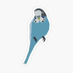 a blue parakeet sticker on a white background