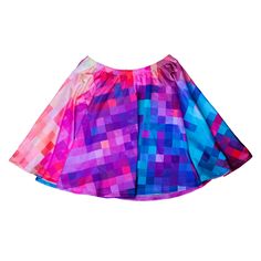 sunset pixel skater skirt Playful Pink Skirt, Cute Rainbow Skirt, Purple Skater Skirt, Purple Tiny Skirt, Retro Multicolor Mini Skirt, Pink Doll, Matching Top, New Print, The Sunset