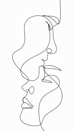 a line drawing of two people's faces