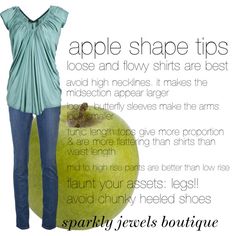 "apple shape tips" by rachaelpainter on Polyvore Flowy Shirts, Apple Shaped, Body Style, Body Types