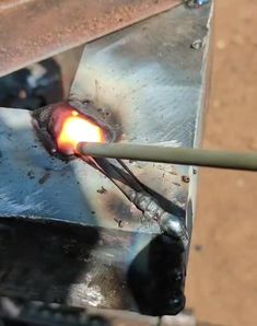 a piece of metal that is being melted