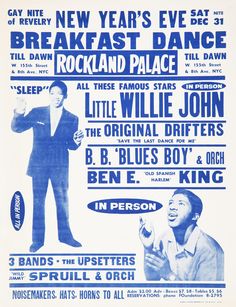 an old concert poster for the new year's eve breakfast dance at rockland palace