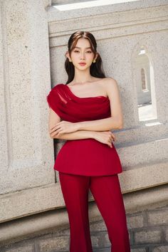 Melissa Peplum One Shoulder Silk Satin Top | MEAN BLVD Mean Blvd, Korean Fashion Dress, Gathered Sleeves, Rich Fabric, Satin Top, Formal Style, Shoulder Design, Winter Looks, Fashion Essentials