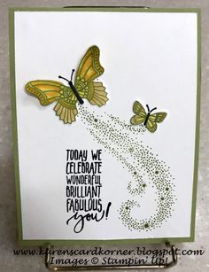 a card with two butterflies on it and the words today we celebrate wonderful brilliant fabulous you