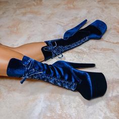 BabyDoll Velvet Old Money - 7 INCH, stripper shoe, stripper heel, pole heel, not a pleaser, platform, dancer, pole dance, floor work Ribbon Flats, Velvet Boots, Velvet Heels