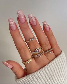 Biab Nails, Coquette Nails, December Nails, Bridal Ideas, Nails Christmas, Christmas Nails Acrylic, Sparkle Nails