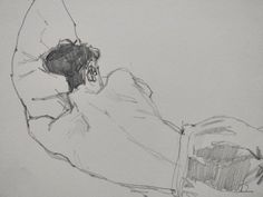 a pencil drawing of a person laying down