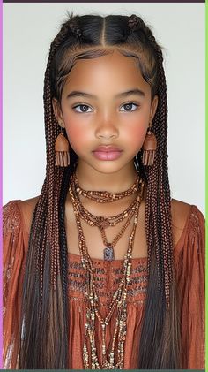 Discover the natural style of Medium Boho Box Braids with Wooden Beads. Check out our site for more styles and save this pin! #WoodenBeadsBohoBraids #KidsFashion #BohoBraids Box Braids With Wooden Beads, Braids With Wooden Beads, Medium Boho Box Braids, Pinned Hairstyles, Boho Box Braids, Braided Hairdo, Braided Hair, Boho Braids