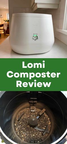 an image of a composter with the words lomi composter review