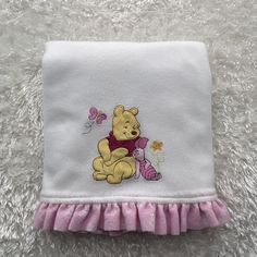 Winnie The Pooh Fleece Blanket, Pooh Nursery, Winnie The Pooh Piglet, Winnie The Pooh Nursery, Pooh Piglet, Nursery Theme, Blanket Soft, Pink Ruffle, Baby Disney