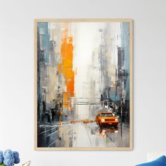 A Painting Of A Street With Cars Default Title Car Abstract Painting, Abstract Buildings, Architecture Blueprints, Nature Art Drawings, Street Painting, Sky Painting, White Clouds, Window Painting, Window Frames