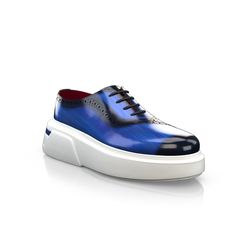 are handcrafted by individual order. Upper material is made by premium leather. Insole and lining materials - leather. Your new shoes will be handcrafted especially for you and delivered for free to your home or office in 1-2 weeks. Included option for free return and remake if the shoes do not fit.Only now all this is available at an exclusive price of $289.00.Proceed with you order now. Blue Leather Casual Oxfords, Casual Blue Leather Oxfords, Blue Low-top Oxfords With Rubber Sole, Blue Leather Low-top Oxfords, Blue Leather Lace-up Oxfords, Blue Leather Shoes With Contrast Sole For Formal, Blue Leather Shoes With Contrast Sole For Formal Occasions, Formal Blue Leather Shoes With Contrast Sole, Blue Oxfords With Contrast Sole And Round Toe