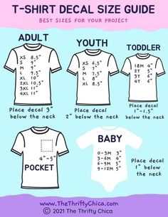 the t - shirt decal size guide for babies