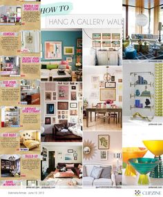 a collage of photos with the words how to hang a gallery wall