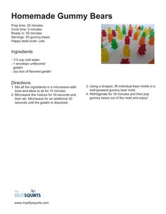 the instructions for homemade gummy bears