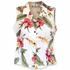 Cloud Lady’s Hawaiian Sleeveless Blouse - Made in Hawaii Dresses For Grandma, Cattleya Orchids, Hawaiian Clothing, Aloha Dress, Pretty Floral Dress, Hawaii Usa, Hawaiian Outfit, Tropical Dress, Hawaiian Dress