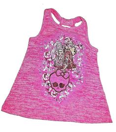 This Monster High girls racerback tank top is a must-have for any young fashionista. The super cute design features a vibrant multicolor pattern that is sure to stand out. Made from high-quality materials, this top is perfect for warm weather and can be easily dressed up or down. The size XS tank top is suitable for girls aged 4 and up and is ideal for casual wear or for special occasions. Whether paired with shorts, jeans or a skirt, this Monster High tank top is sure to make a statement. Don't miss out on the chance to add this stylish and versatile top to your little one's wardrobe. Monster High Fashion, Monster High Girls, Shorts Jeans, Cute Design, Racerback Tank Top, Monster High, Racerback Tank, Cute Designs, Warm Weather