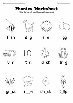 the worksheet for phonics worksheet is shown in black and white