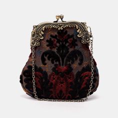 Burnout Velvet Revival Sephia Chatelaine Purse Medium Luxury Antique Handmade Bags, Metals Project, Sewing Presents, Vintage Bags And Purses, Victorian Bag, Romantic Whimsigoth, Christmas Purse, Medium Purse, Hippie Purse