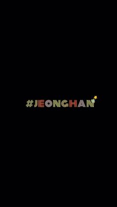 the word jeonghan written in multicolored letters on a black background