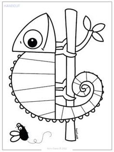 the letter i is for chamelon coloring page with an image of a chamelon