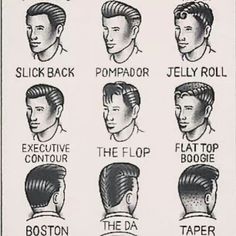 Rockabilly hairstyles for men sooo cute! Men's Hair Styles, Greaser Hair, Mode Rockabilly, Rockabilly Mode, 50s Hairstyles, Hairstyle Names, 1950s Mens, Rockabilly Hair, Rockabilly Pin Up