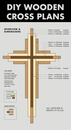 the wooden cross plan is shown with instructions to make it easier for you to build