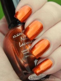 New Nail Colors, Nails Orange, Orange Nail Designs, Metallic Orange, Orange Nail Polish, Orange Nail, Metallic Nail Polish, Glitter Manicure, New Nail Designs