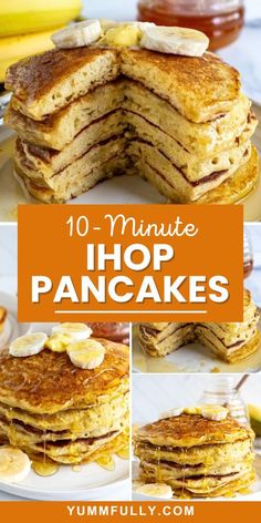 pancakes stacked on top of each other with the words 10 minute hop pancakes written below