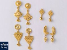 Beautiful Earrings for all occasions:  (Clock wise weight and price details)… Gold Earing, Gold Earrings Indian, Gold Jhumka Earrings, Gold Earrings Models, Rs 4, Gold Earrings Wedding, Wedding Jewellery Collection, Gold Jewelry Earrings, Gold Jewellery Design Necklaces