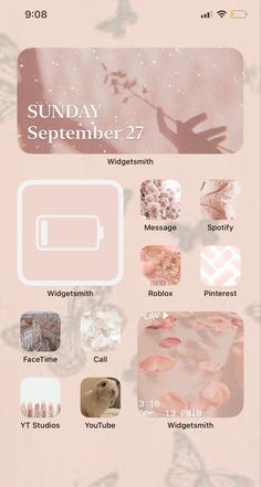 an iphone screen with the text sunday, september 27 on it and images of flowers