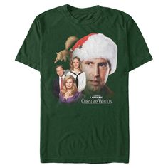 a green t - shirt with an image of the cast of christmas vacation on it