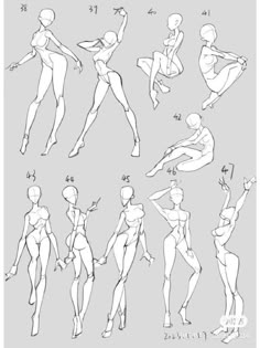 an image of some female body types in various poses and positions, all drawn by hand