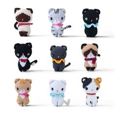 there are many small crocheted animals in different colors and sizes on this page