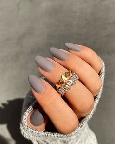 January Nail Colors, Grey Matte Nails, January Nail Designs, Matte Nail Colors, Iron Woman, January Nails, Winter Nails Acrylic, Nail Colors Winter