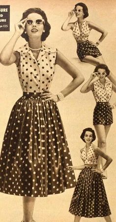 Traveling Light: Weekend Wardrobes Polka Dot Dresses, 1950 Fashion, Vintage Fashion 1950s, Well Dressed Women, Look Retro, Fashion 1950s, Retro Mode, Old Fashion