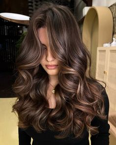 Brunet Hair Ideas, Caramel Hair Lowlights, Brown Hair Inpos, Good Hair Colors For Brown Hair, Light Chestnut Brown Hair Balayage, Chestnut Highlights Curly Hair, Darker Highlights For Brown Hair, Brown Espresso Hair Color, Dark Rich Brown Hair With Highlights