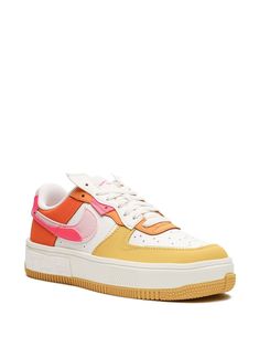 Find NIKE Air Force 1 Fontanka Summit /hyper Pink Sneakers on Editorialist. yellow/orange/light pink leather signature Swoosh logo detail round toe front lace-up fastening branded insole rubber sole These styles are supplied by a premium sneaker marketplace. Stocking only the most sought-after footwear, they source and curate some of the most hard to find sneakers from around the world. Orange Sneakers With Gum Sole For Streetwear, Nike Platform Sneakers For Streetwear, Pink Leather Nike Air Force 1 Sneakers, Nike Orange Sneakers With Contrast Sole, Orange Low-top Sneakers With Gum Sole, Pink Leather Low-top Nike Air Force 1, Nike Platform Sneakers With Gum Sole For Streetwear, Pink Leather Nike Air Force 1 Casual Shoes, Orange Nike Air Force 1 For Streetwear