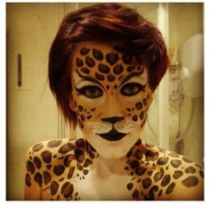 . Leopard Face Paint, Fox Makeup, Leopard Makeup, Leopard Face, Kids Face Paint, Scary Halloween Costumes