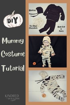 three different pictures with the words mommy costume and an image of a baby's clothes