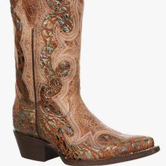 Brand New Women’s Durango Cowboy Boots With Tag, Size 6, Nwt Reg Price $275 Brand New Women’s Durango Cowboy Boots With Tag, Size 6 Reg Price $275 Durango Women's Ole '66 Overlay Western Boots Are Distressed Aqua And Tan Boots With A Pebbled Look That Is Tempered By Tan Leather Overlays. These 12-Inch Boots Are Made Of Full-Grain Leather And Have A Truly Unique Look. Many Women's Western Boots Have Embroidery, But These Have A Pretty Aqua Color In A Rough And Tumble, Textured Leather That Peeks Brown Boots With Patina For Fall, Brown Patina Boots For Fall, Fitted Multicolor Snip Toe Boots, Multicolor Leather Boots With Snip Toe, Black Leather Cowboy Boots, Durango Boots, Leather Cowgirl Boots, Brown Cowboy Boots, Embroidered Boots