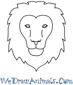 a drawing of a lion's head with the words we draw animals com